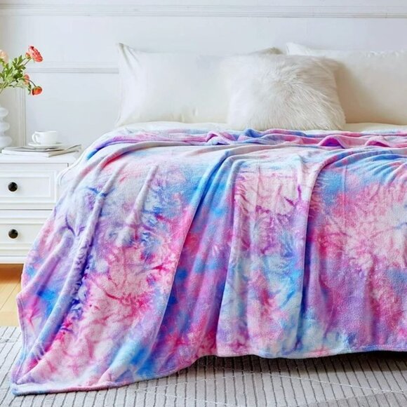 Elegear Rainbow Throw Girls Blanket, Unique Tie-dye Flannel Blanket Super Soft 5 - Picture 5 of 6